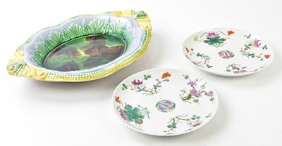 Lot 5440 - A Victorian majolica bread plate of shaped...