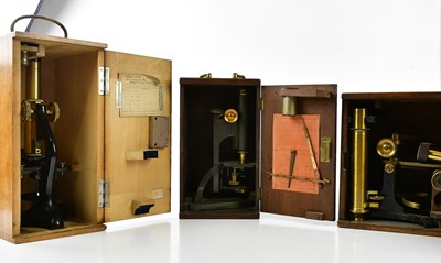 Lot 6348 - R & J BECK; a cased lacquered microscope and...