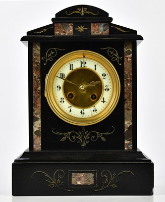 Lot 2318 - A Victorian marble and slate mantel clock, the...