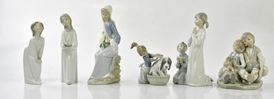 Lot 2177 - LLADRO; six figures including puppy bath time.