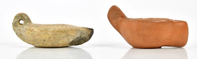 Lot 1222 - Two Roman clay oil lamps.