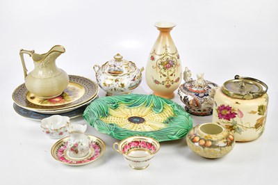 Lot 2106 - A Victorian majolica corn plate relief...