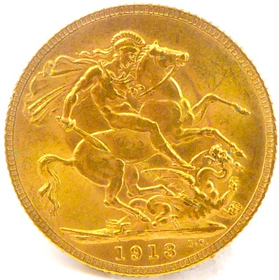 Lot 768 - A George V sovereign, 1913, George and Dragon,...