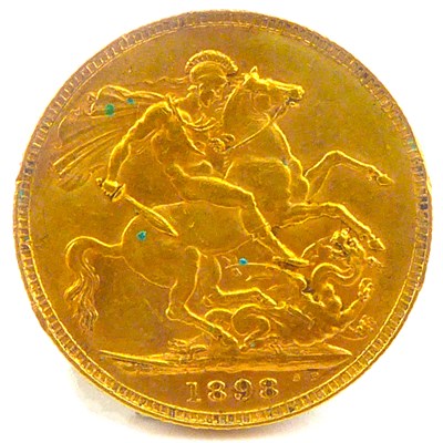 Lot 764 - A Victorian sovereign, 1898, George and Dragon,...