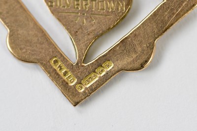 Lot 16 - Two 9ct rose gold engraved fob shields,...