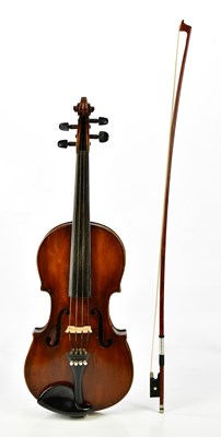 Lot 1235 - A full size German violin with two-piece back,...