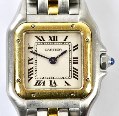 Lot 2857 - CARTIER; a lady's stainless steel and yellow...