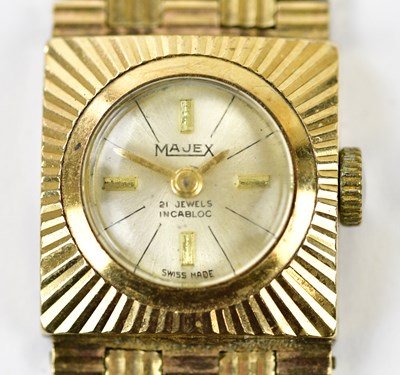 Lot 2900 - MAJEX; a lady's 9ct yellow gold wristwatch...