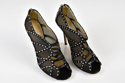 Lot 1062 - JIMMY CHOO; a pair of black leather Karina...