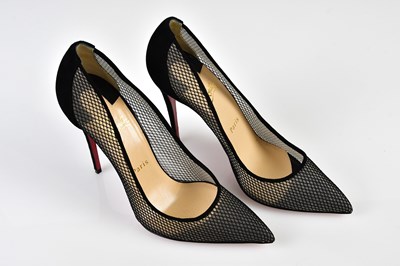 Lot 1065 - CHRISTIAN LOUBOUTIN; a pair of black suede...