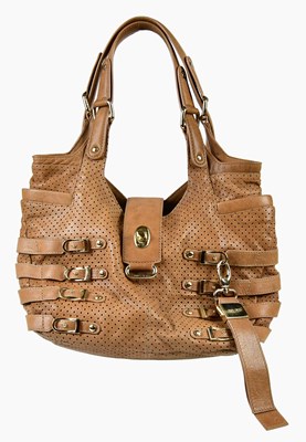 Lot 881 - JIMMY CHOO; a beige brown soft calfskin...