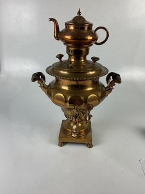 Lot 6353 - A 19th century Russian brass samovar with...