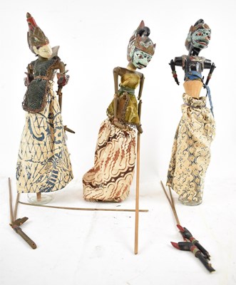 Lot 633 - A group of three original Balinese puppets,...