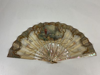 Lot 5070 - A good 19th century hand painted French fan...