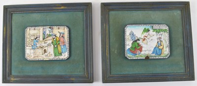 Lot 595 - A pair of 18th century Persian enamelled...