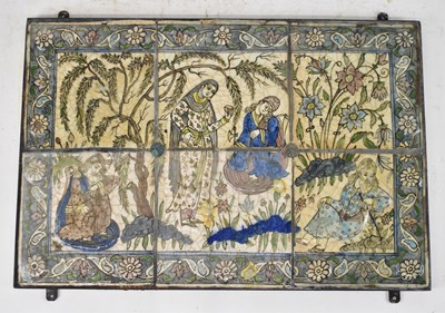 Lot 586 - A set of six 18th/19th century Persian tiles...