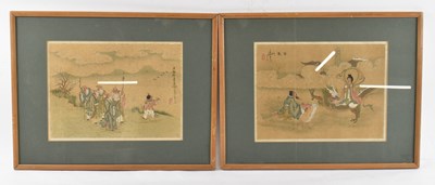 Lot 609 - A pair of 19th century Chinese watercolours,...