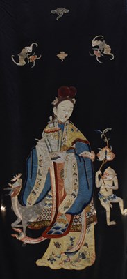 Lot 603A - An interesting 18th century embroidered panel...