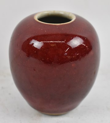 Lot 610B - A Chinese sang de boeuf ovoid vase, unmarked,...