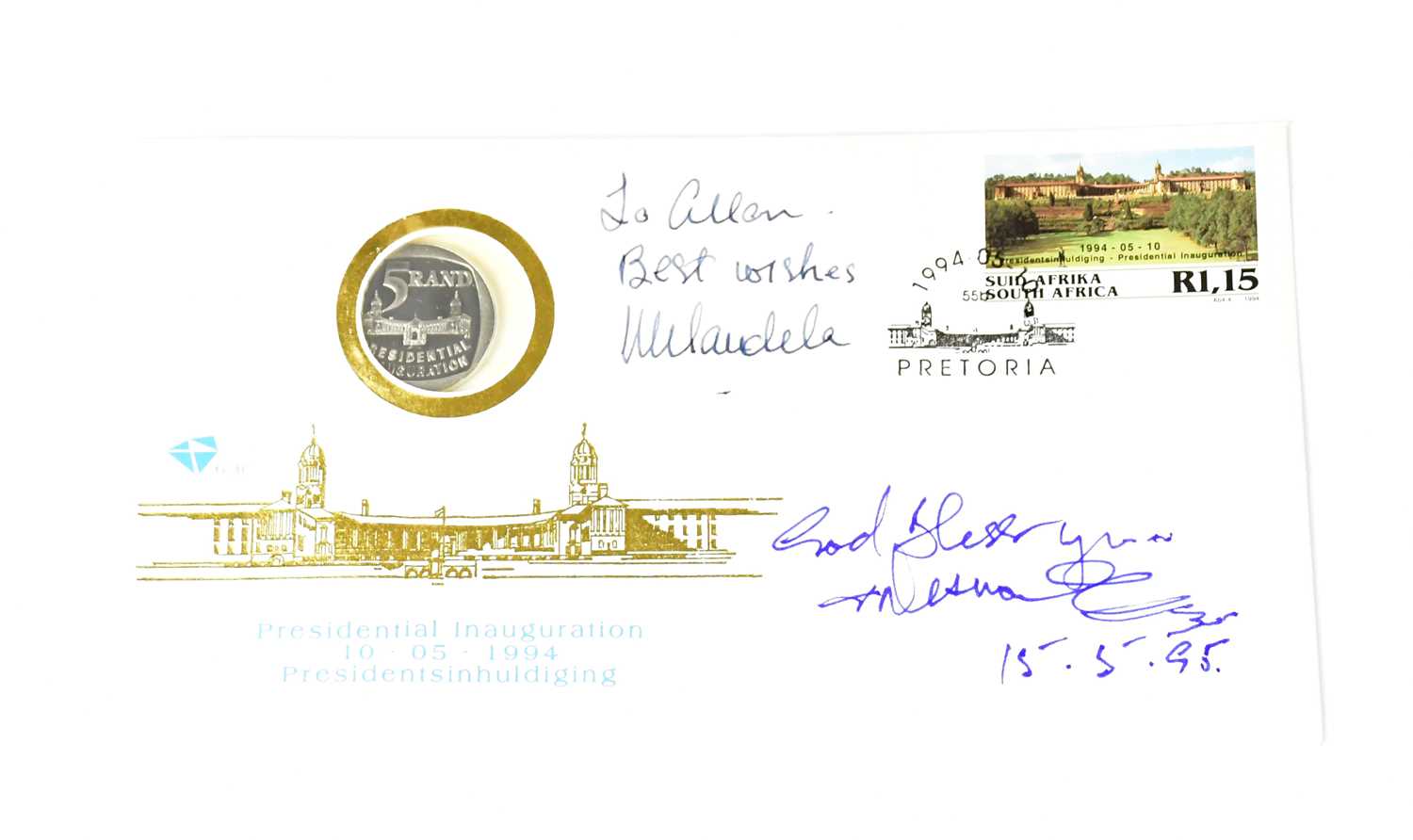 Lot 546 - NELSON MANDELA; a first day five rand coin...