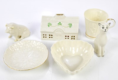Lot 5434 - BELLEEK; a small collection of ceramics to...