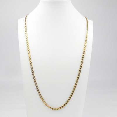Lot 948 - A 9ct gold flat link curb necklace with...