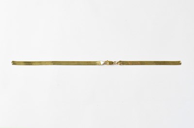 Lot 910 - A 9ct gold flat link bracelet, length 19cm,...
