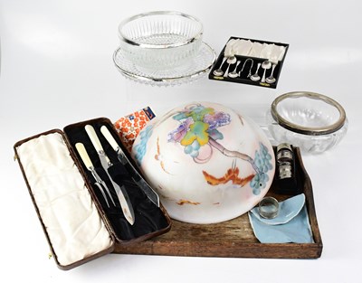 Lot 138 - A 1930s pink and white opaque glass plafonnier...