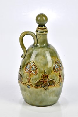 Lot 62 - ROYAL DOULTON; an Artware whisky flask, relief...