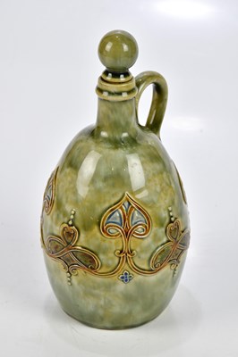 Lot 62 - ROYAL DOULTON; an Artware whisky flask, relief...