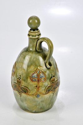 Lot 62 - ROYAL DOULTON; an Artware whisky flask, relief...