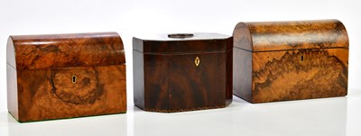 Lot 1377 - A Georgian mahogany tea caddy, the hinged...