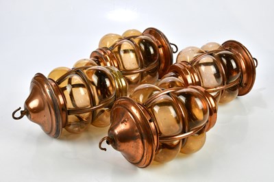 Lot 1605 - Four Arts and Crafts style copper and smoked...
