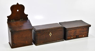 Lot 1345 - An 18th century oak and pine salt box, height...