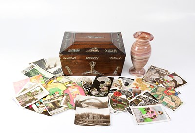 Lot 137 - A Victorian rosewood mother of pearl inlaid...