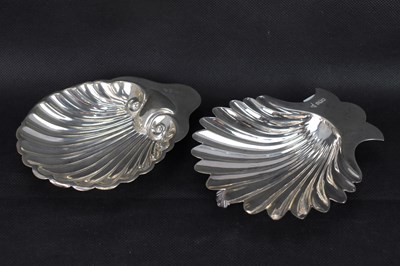 Lot 731 - Two Victorian hallmarked silver shell dishes,...