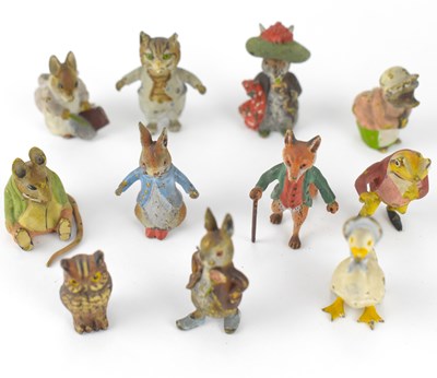 Lot 438 - BEATRIX POTTER; eleven small cold painted...