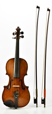 Lot 1229 - A full size German violin with one-piece back,...