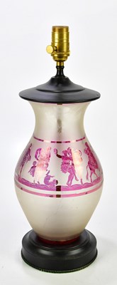 Lot 1630 - A decorative frosted and cranberry glass table...