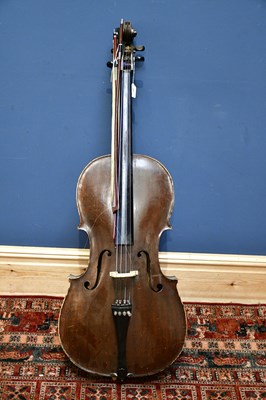 Lot 1236 - An old German violoncello with two-piece back,...
