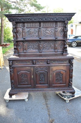 Lot 2416 - A late 19th century carved oak dresser with...