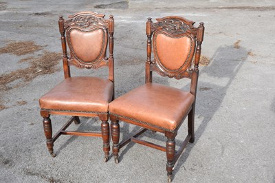 Lot 2543 - A pair of Victorian carved walnut framed...