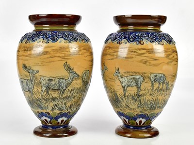 Lot 2185 - HANNAH BARLOW FOR DOULTON LAMBERT; a pair of...