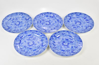 Lot 5446 - A group of five blue and white transfer plates,...