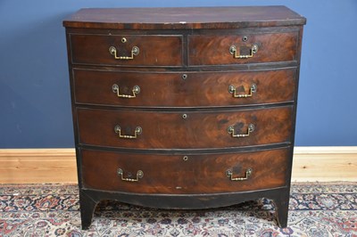 Lot 6634 - A 19th century mahogany bowfront chest of two...