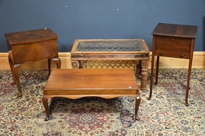 Lot 6750 - A burr walnut bowfront sewing cabinet, the...