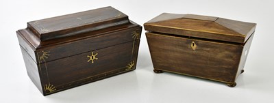 Lot 5043 - A Victorian brass bound tea caddy, the hinged...