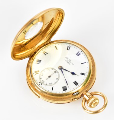 Lot 2972 - J W BENSON; an 18ct gold crown wind half...