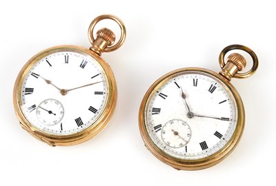 Lot 3017 - Two gold plated crown wind open face pocket...
