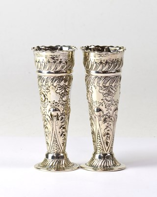 Lot 678 - A pair of Victorian hallmarked silver spill...